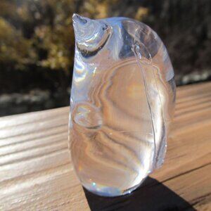 Vintage Hadeland of Norway Crystal Glass Penguin Bird Art Figurine Paperweight